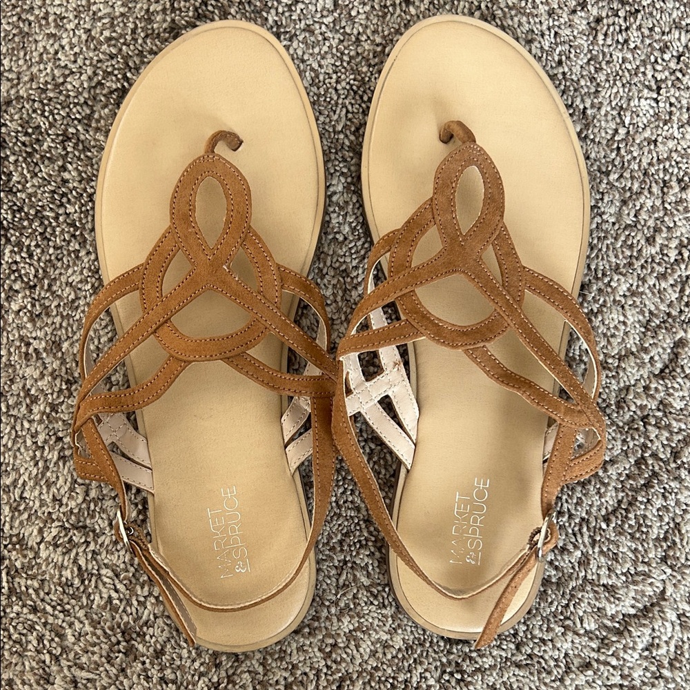 Market & Spruce Tan Strappy Sandals